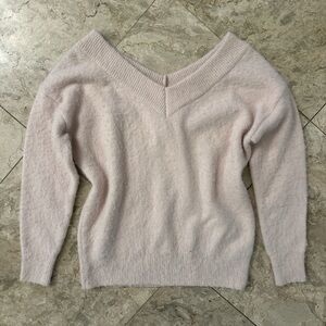 Topshop Off-the-Shoulder Light Pink Sweater